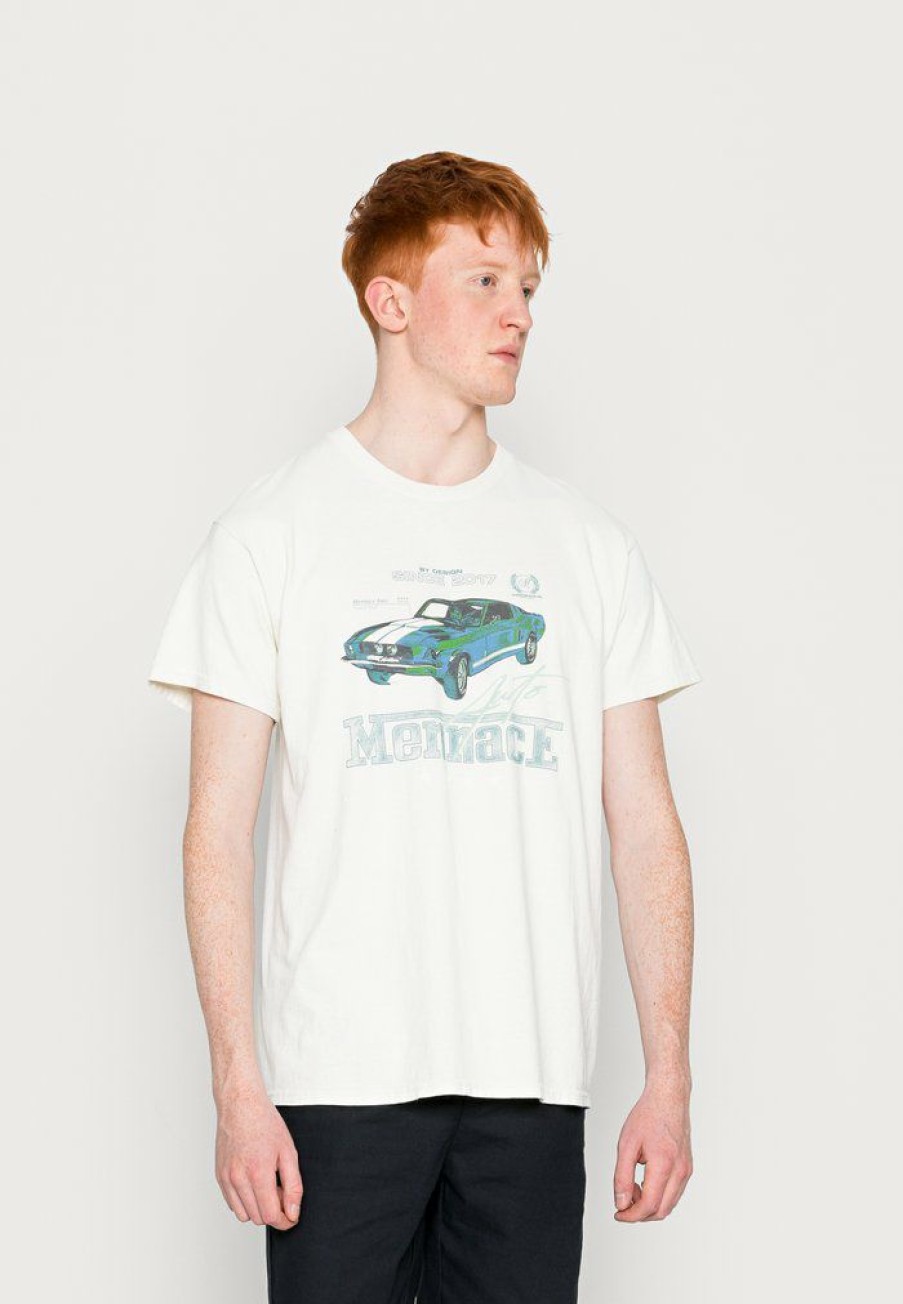 Clothing * | Mennace Auto Washed Regular Tee Print T-Shirt Ecru