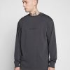 Clothing * | Mennace Essential Signature Tee Long Sleeved Top Charcoal