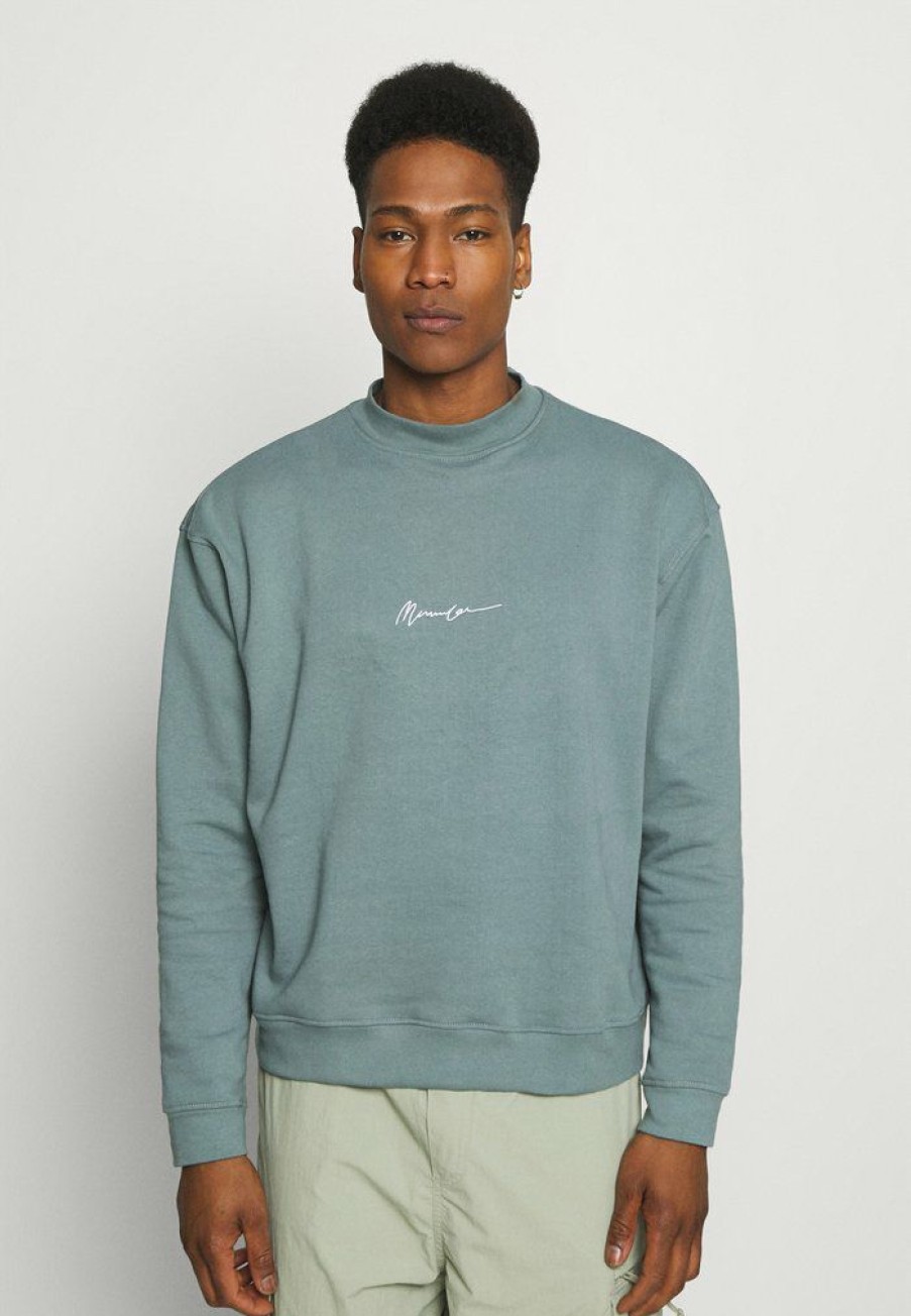 Clothing * | Mennace Essential Signature High Neck Unisex Sweatshirt Petrol