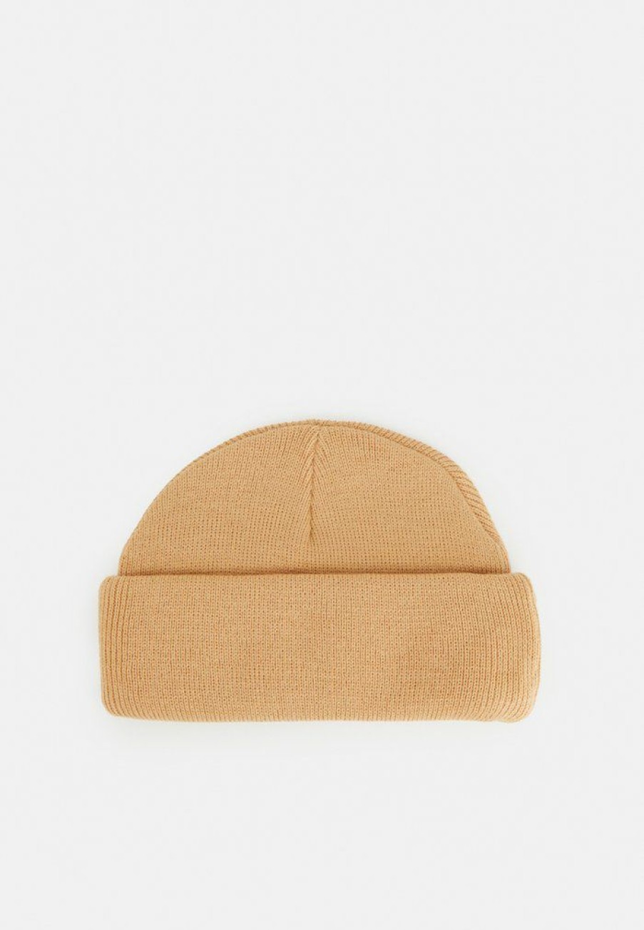 Accessoires * | Mennace Mini Roll Beanie With Tab Unisex Beanie Beige