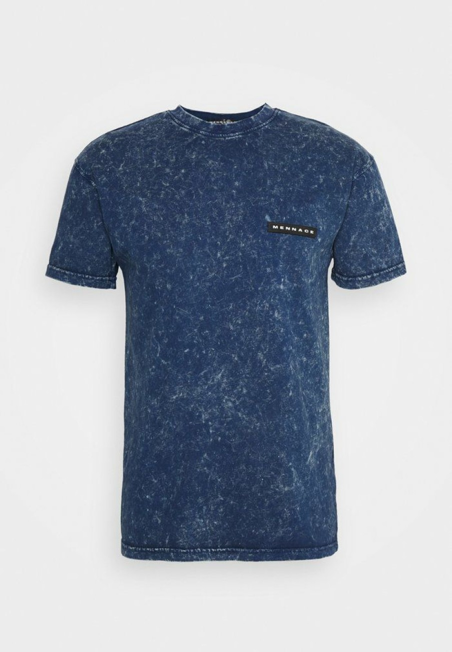 Clothing * | Mennace Washed Badge Unisex Print T-Shirt Blue