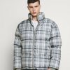 Clothing * | Mennace Evian Check Puffer Jacket Winter Jacket Blue