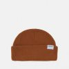 Accessoires * | Mennace Mini Roll Beanie With Tab Unisex Beanie Brown