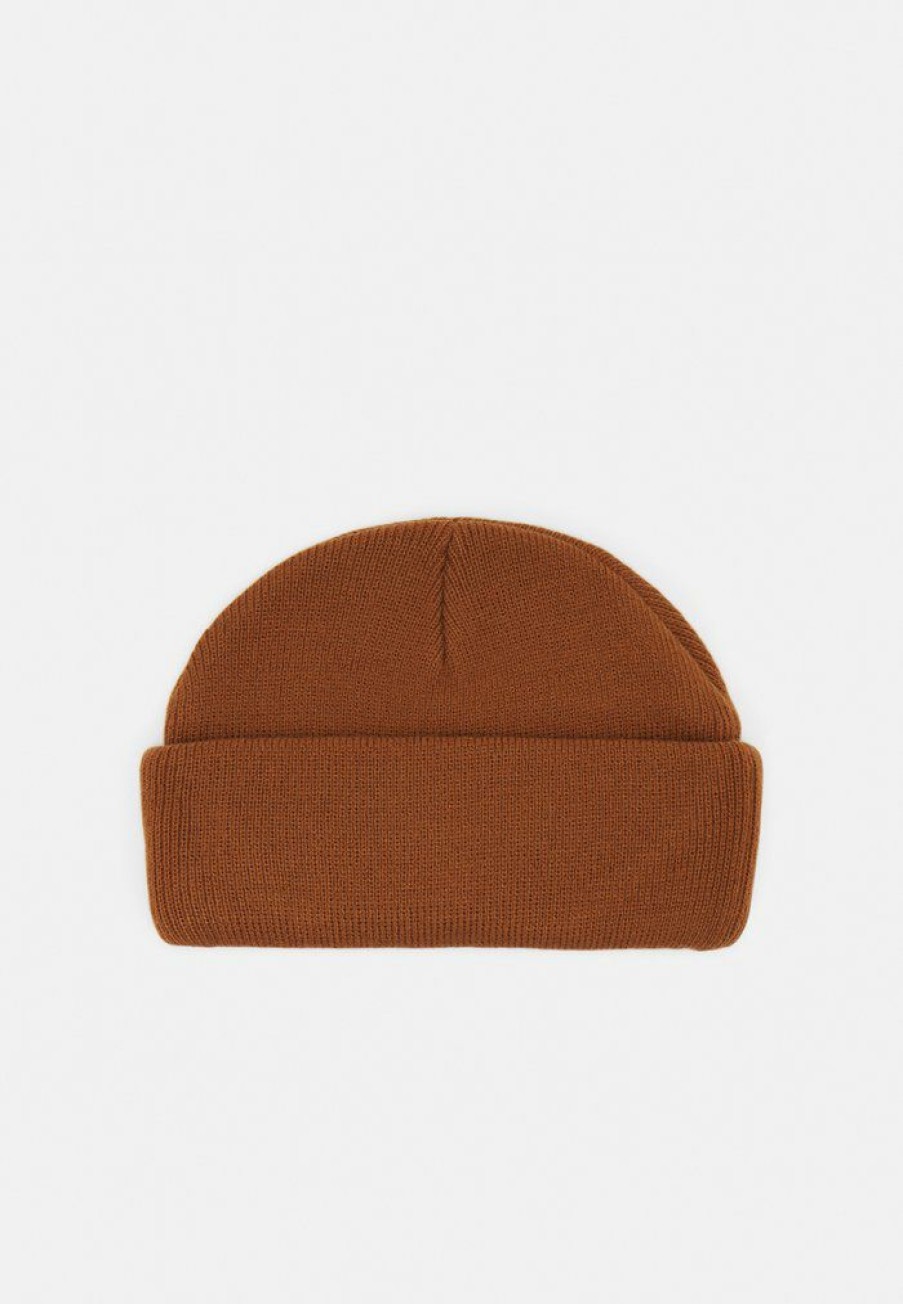 Accessoires * | Mennace Mini Roll Beanie With Tab Unisex Beanie Brown