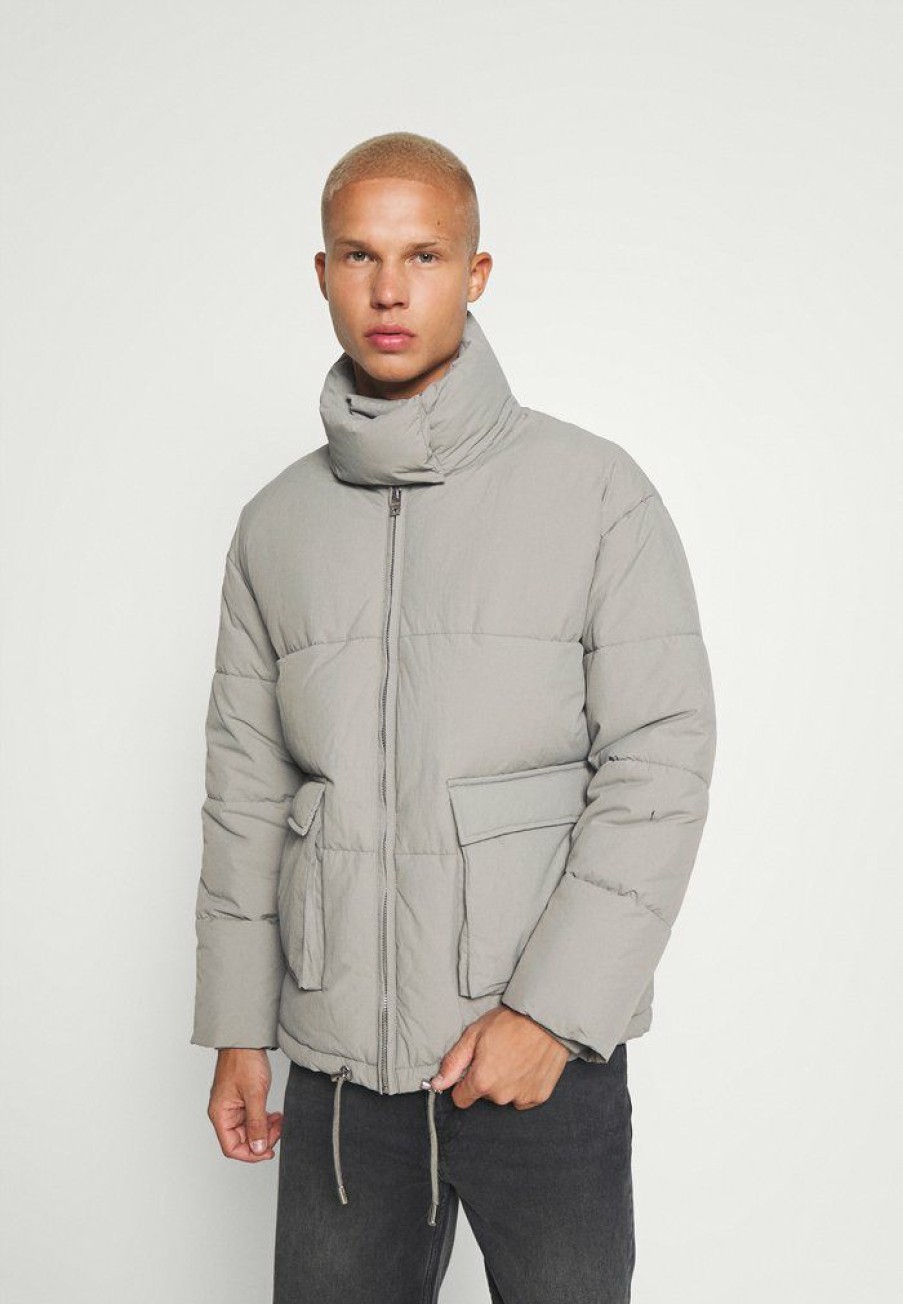 Clothing * | Mennace Evian Puffer Jacket Unisex Winter Jacket Light Grey