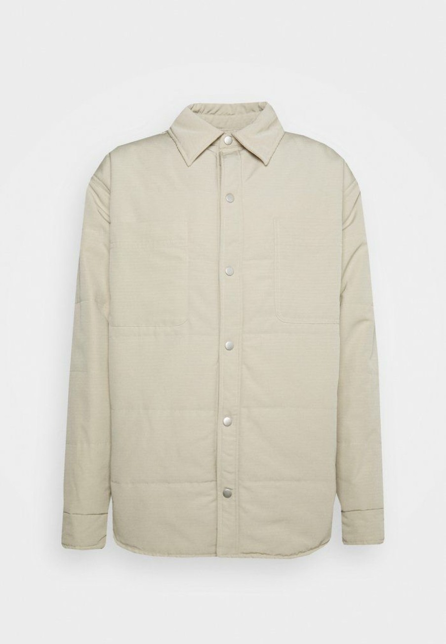 Clothing * | Mennace Padded Overshirt Light Jacket Stone