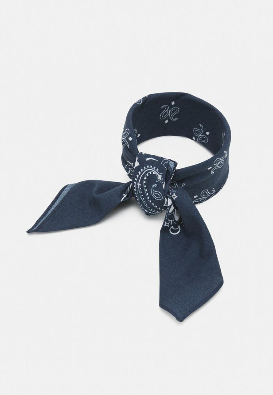 Accessoires * | Mennace Paisley Print Bandana Unisex Foulard Navy