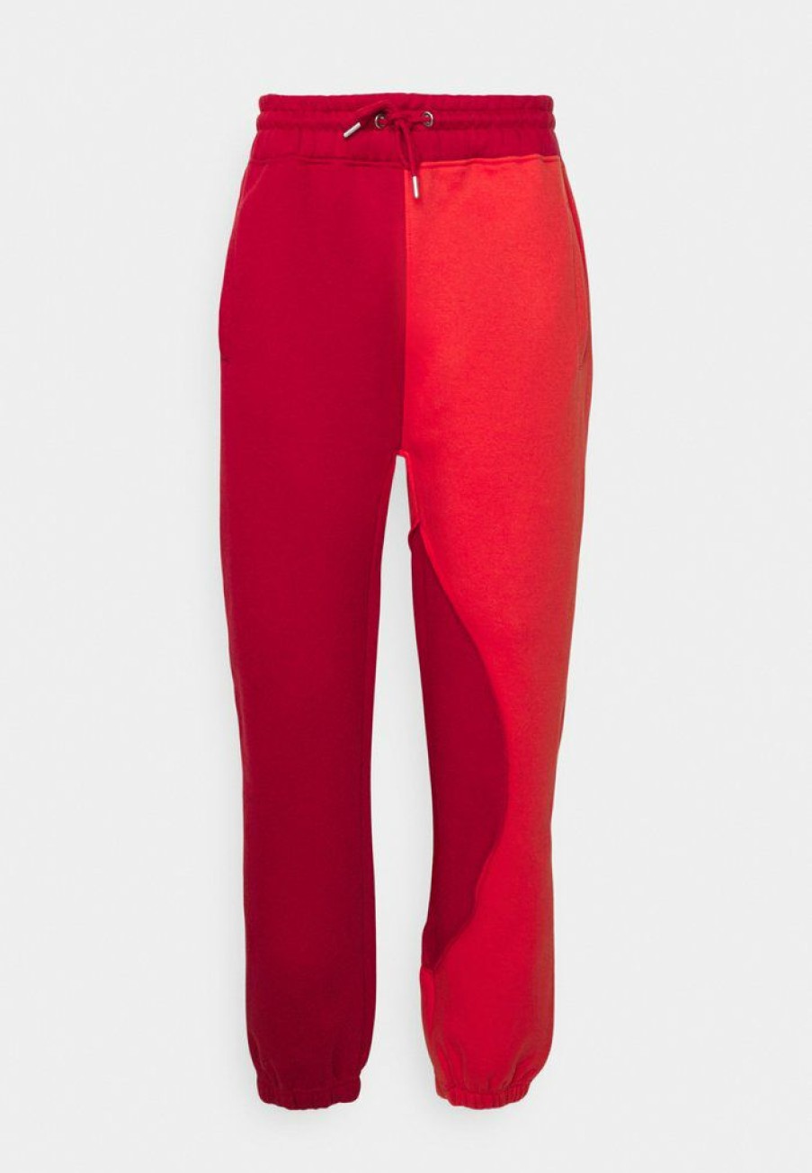 Shirt * | Mennace Wavy Seam Jogger Unisex Tracksuit Bottoms Red