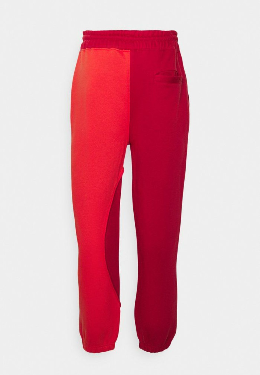 Shirt * | Mennace Wavy Seam Jogger Unisex Tracksuit Bottoms Red