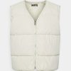 Clothing * | Mennace Zip Up Quilted Vest Unisex Waistcoat Light Grey