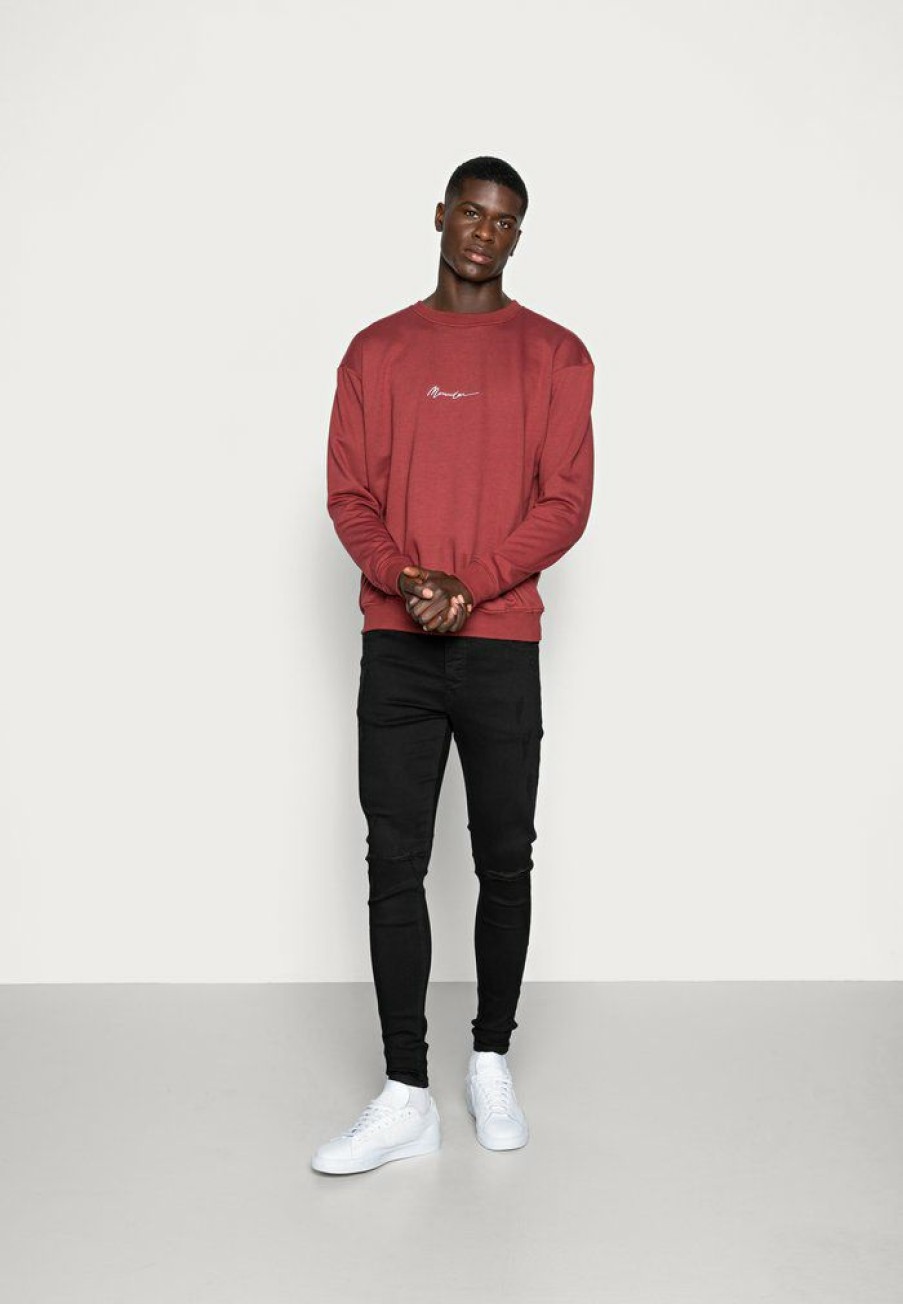 Clothing * | Mennace Essential Boxy Unisex Sweatshirt Burgundy