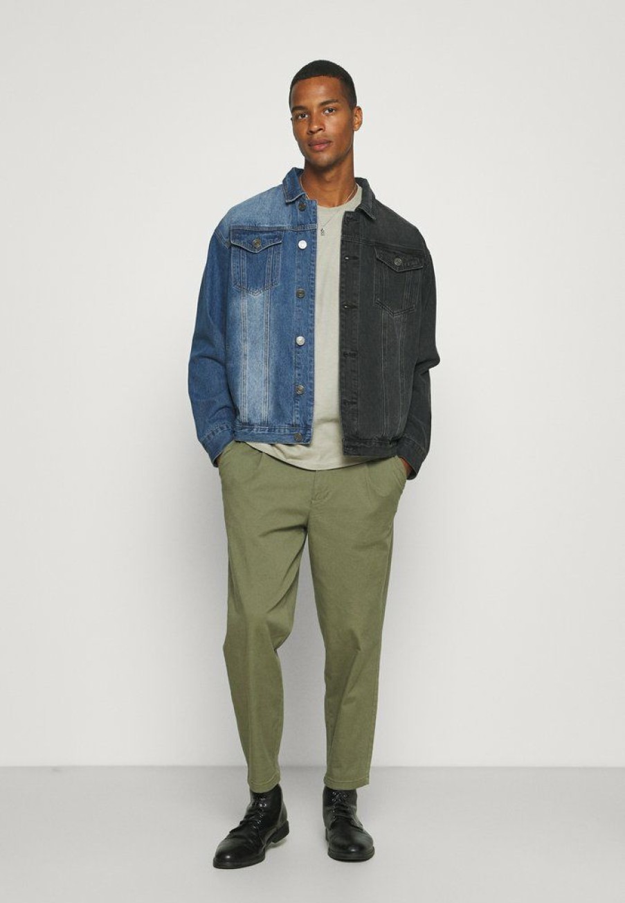 Clothing * | Mennace Spliced Trucker Jacket Denim Jacket Blue