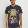 Clothing * | Mennace Chemical Flame Skull Print T-Shirt Black