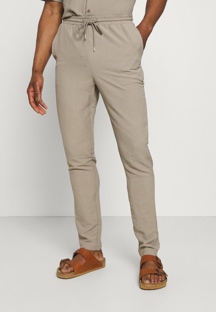 Shirt * | Mennace Crinkle Tapered Jogger Trousers Cream