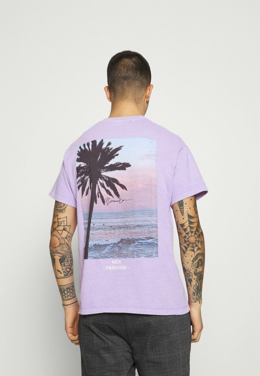 Clothing * | Mennace New Paradise Regular Print T-Shirt Purple