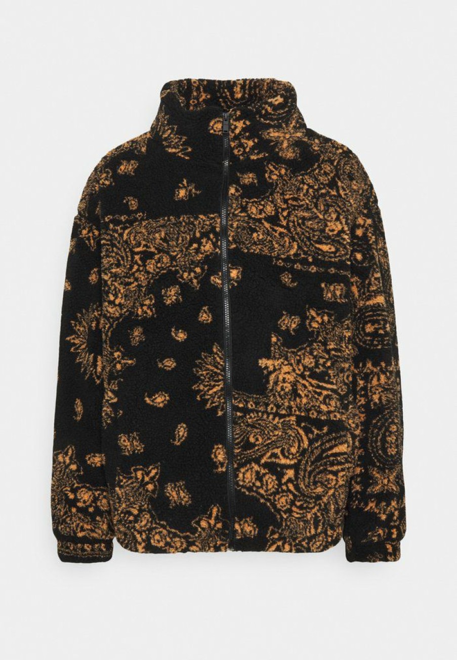 Clothing * | Mennace Paisley Print Borgregular Fit Summer Jacket Black