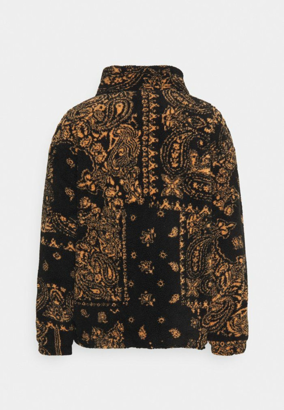 Clothing * | Mennace Paisley Print Borgregular Fit Summer Jacket Black