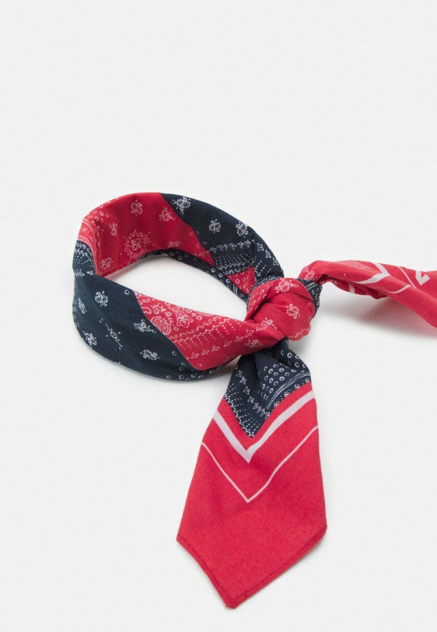 Accessoires * | Mennace Patchwork Paisley Bandana Unisex Foulard Red