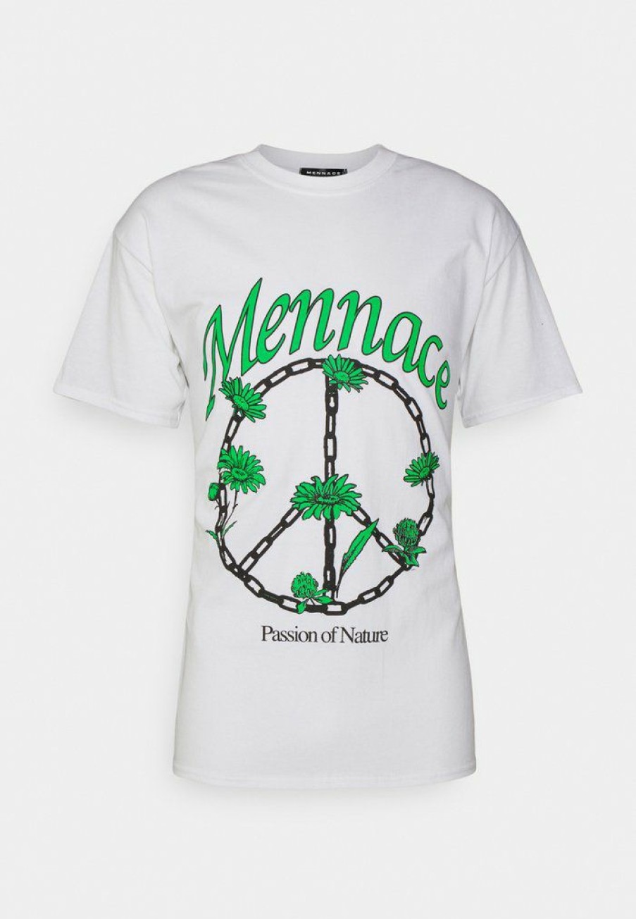 Clothing * | Mennace Passion Of Nature Print T-Shirt White