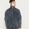 Clothing * | Mennace Unisex Washed Quarter Zip Sweatshirt Washed Black