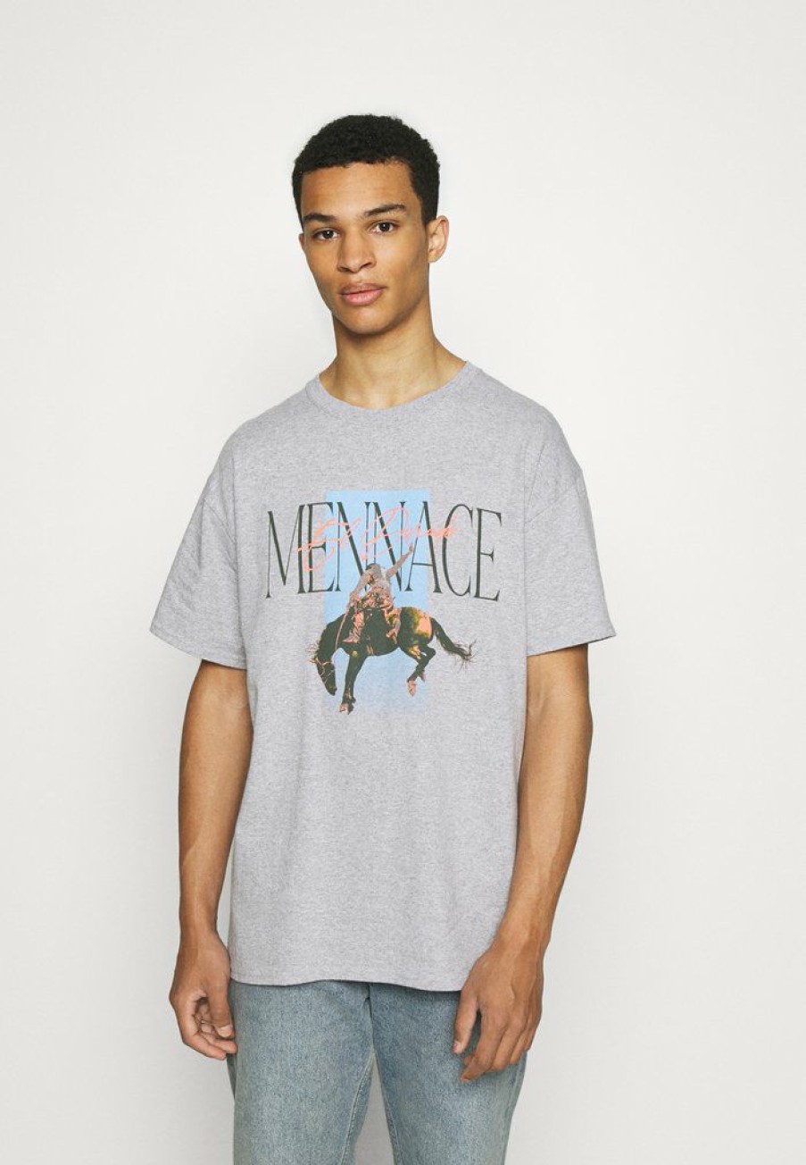 Clothing * | Mennace Rosebowl Rodeo Regular Print T-Shirt Grey