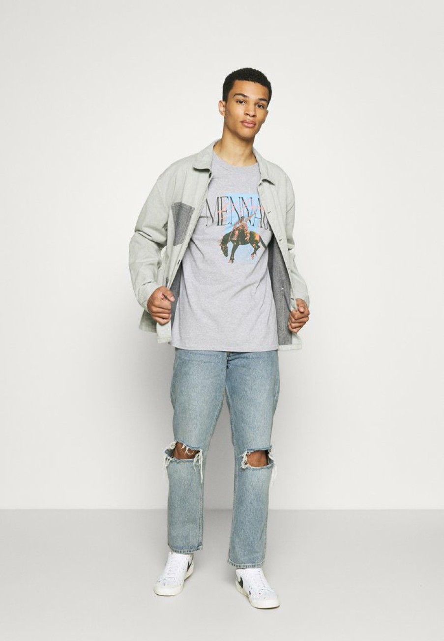 Clothing * | Mennace Rosebowl Rodeo Regular Print T-Shirt Grey