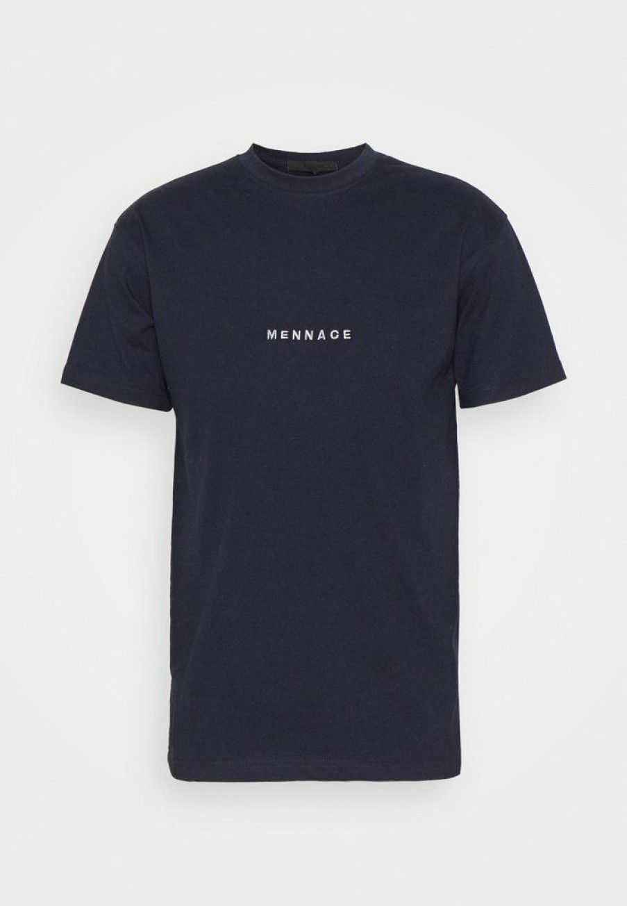 Clothing * | Mennace Essential Regular Unisex Print T-Shirt Navy