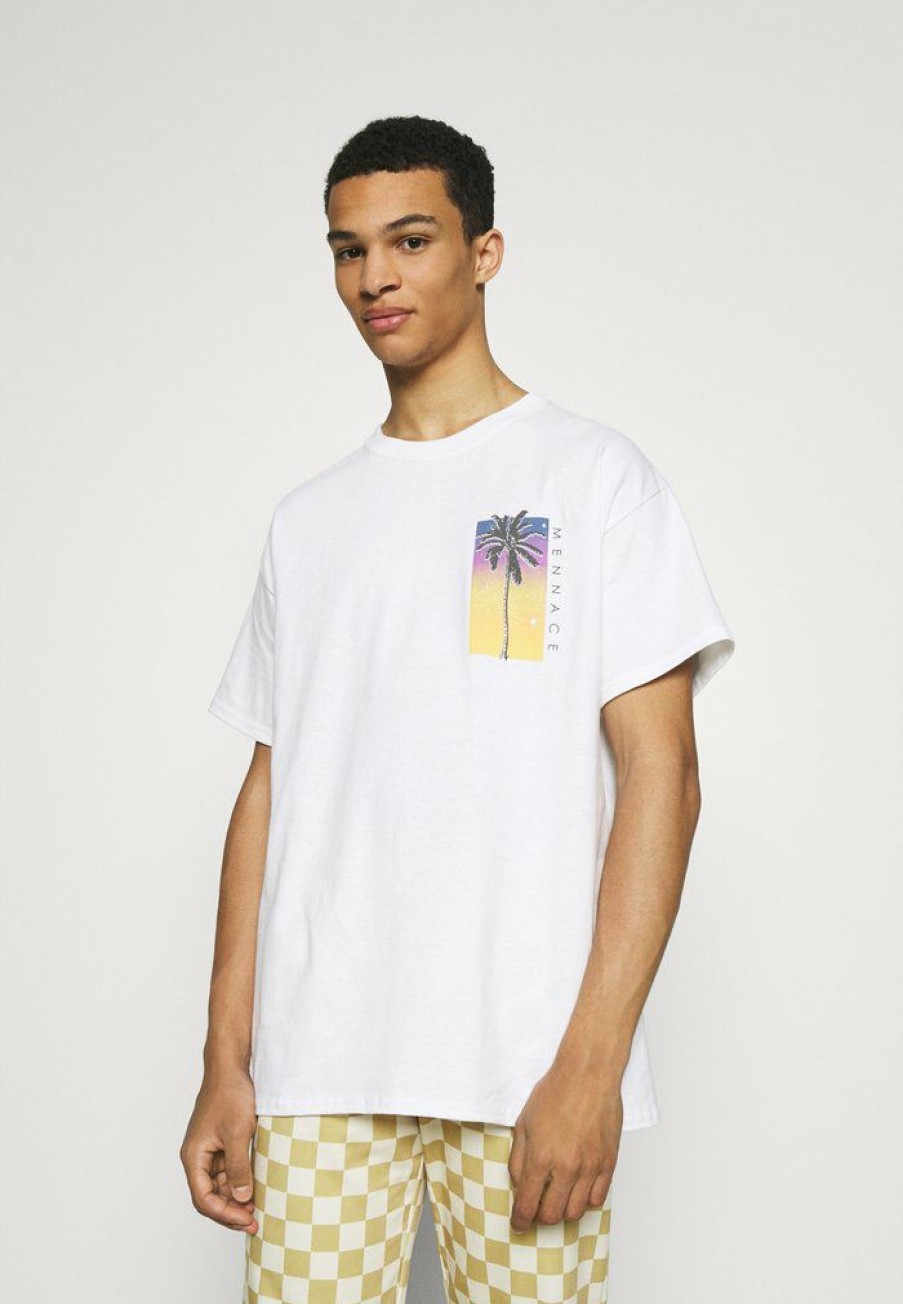 Clothing * | Mennace Sundaze Boulevard Print T-Shirt White