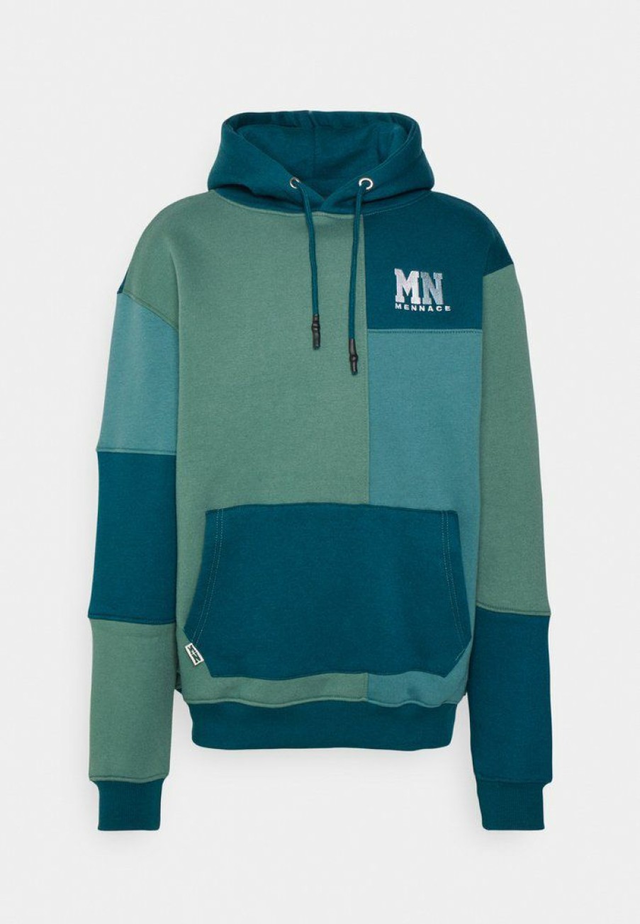 Clothing * | Mennace Cut Sew Patchwork Hoodie Sweatshirt Green