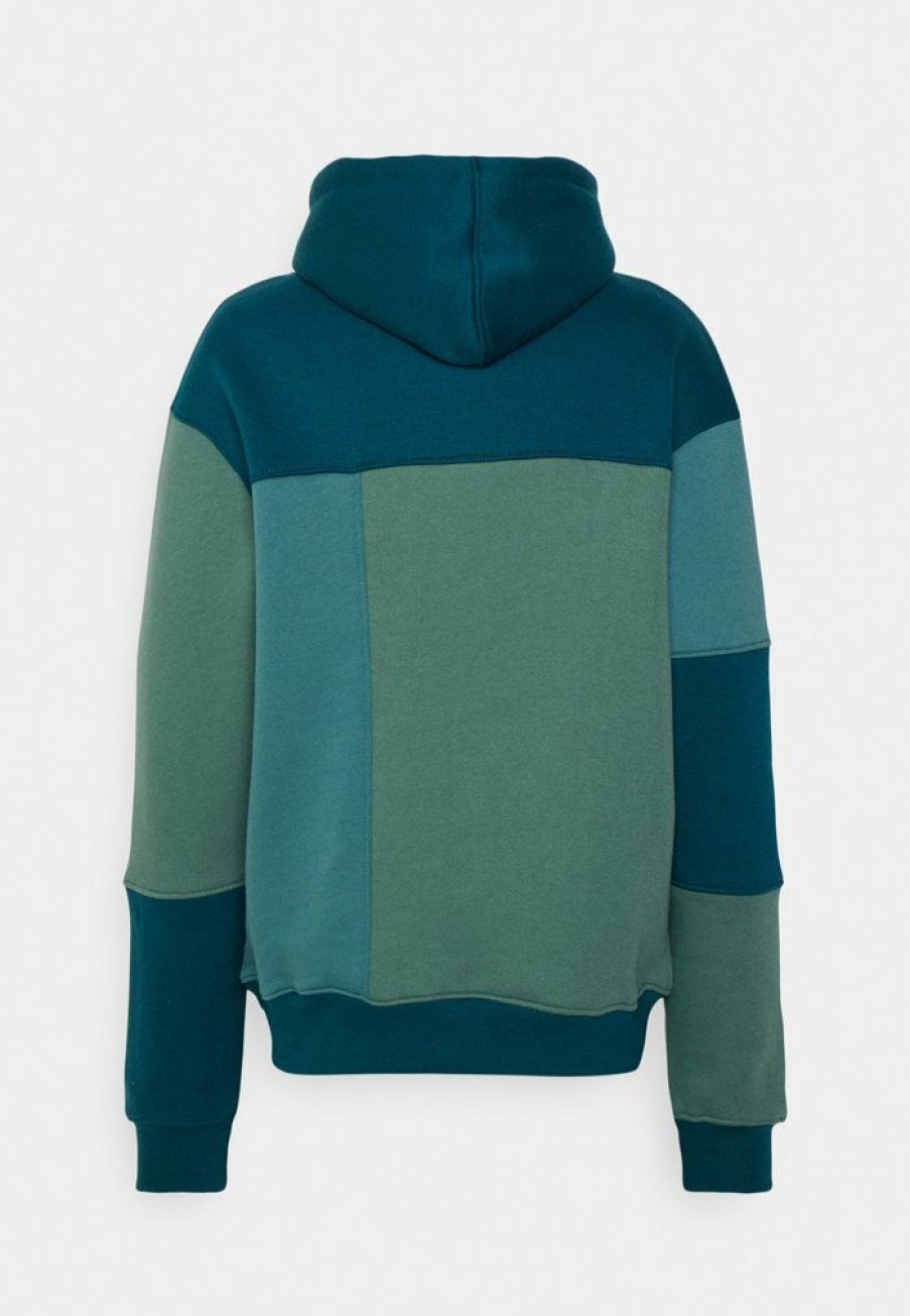 Clothing * | Mennace Cut Sew Patchwork Hoodie Sweatshirt Green