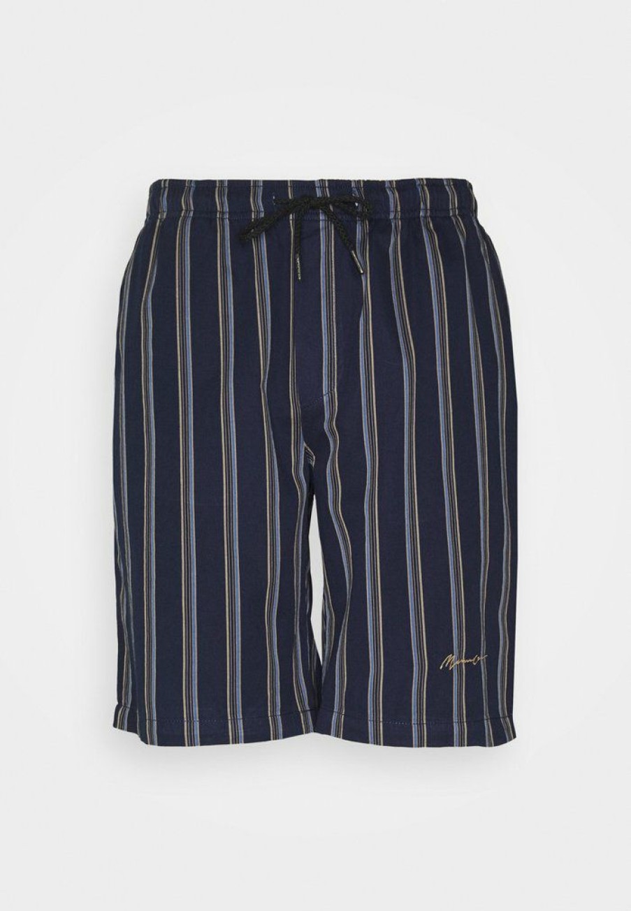 Shirt * | Mennace Fine Preppy Stripe Pull On Unisex Shorts Navy