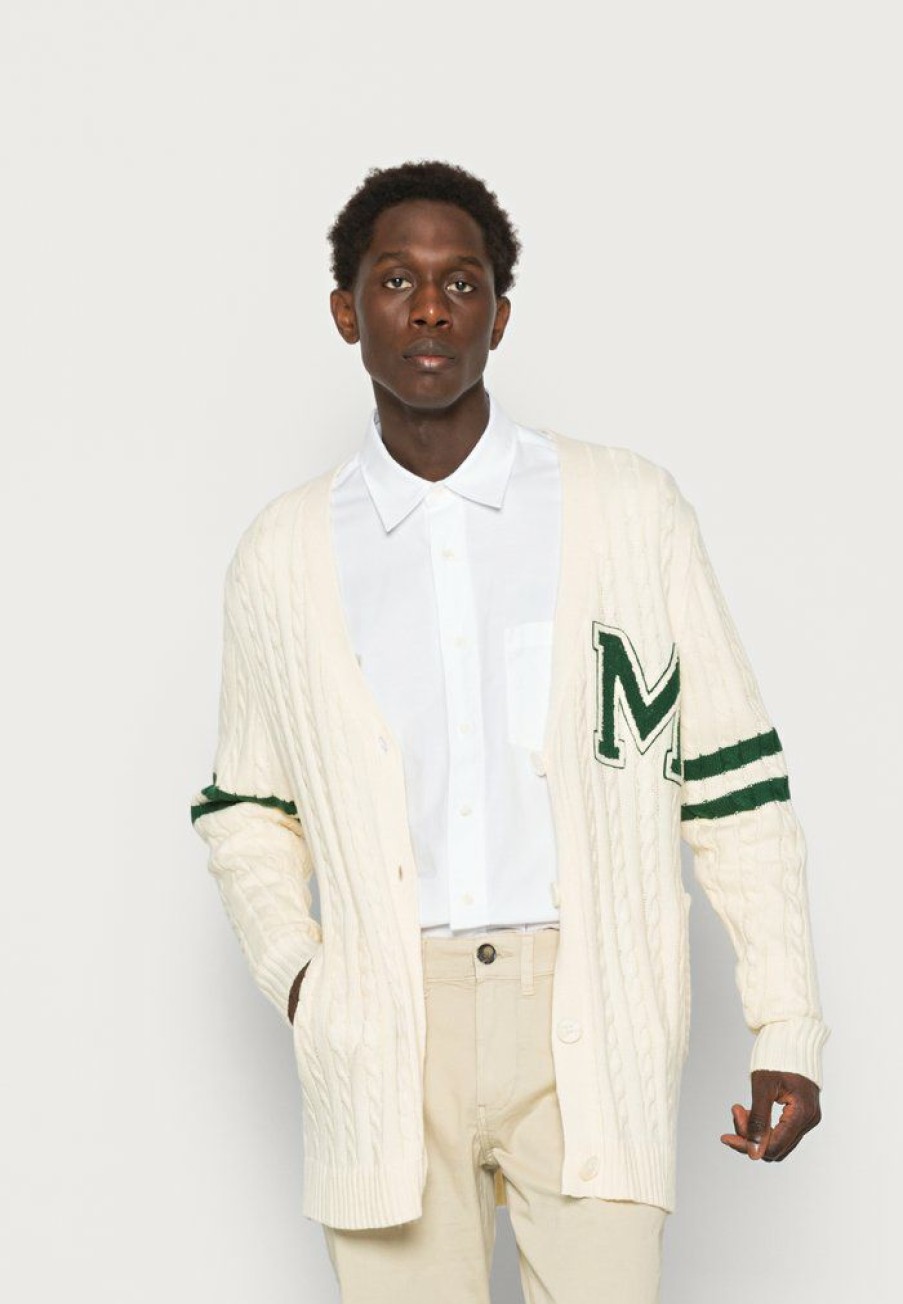 Clothing * | Mennace Cable Varsity Cardgian Cardigan White