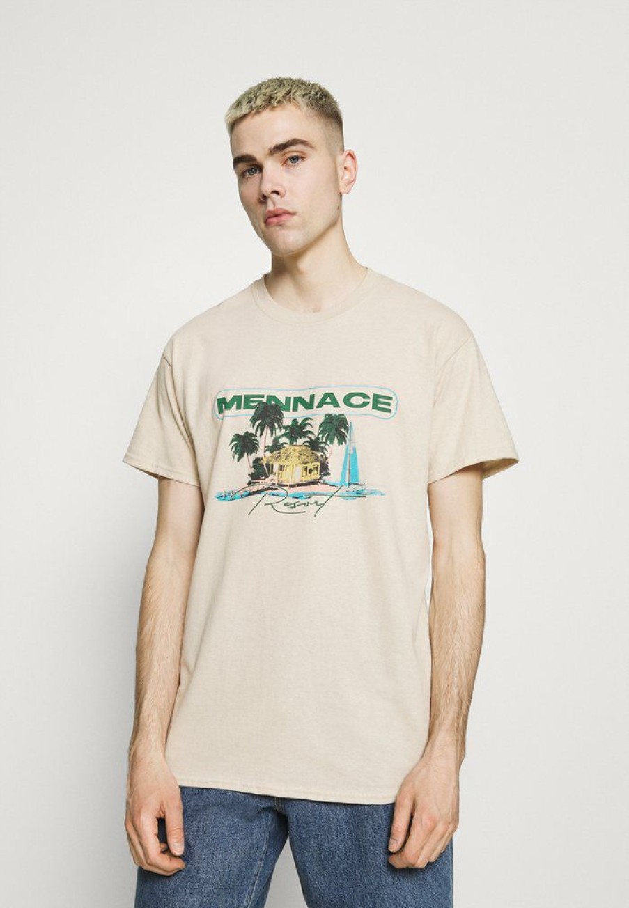 Clothing * | Mennace Havana Resort Regular Shirt Print T-Shirt Sand