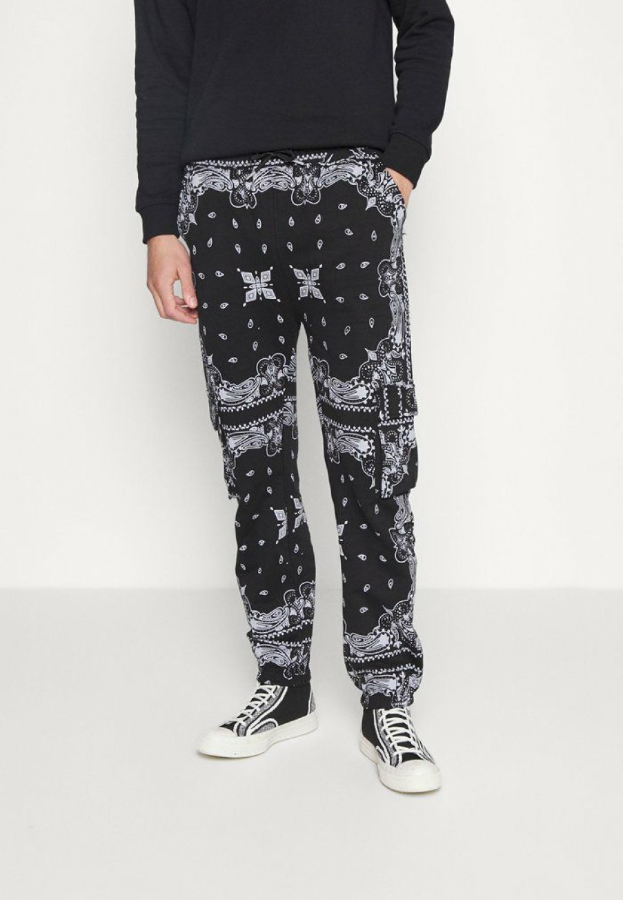 Shirt * | Mennace Joggers Paisley Tracksuit Bottoms Black