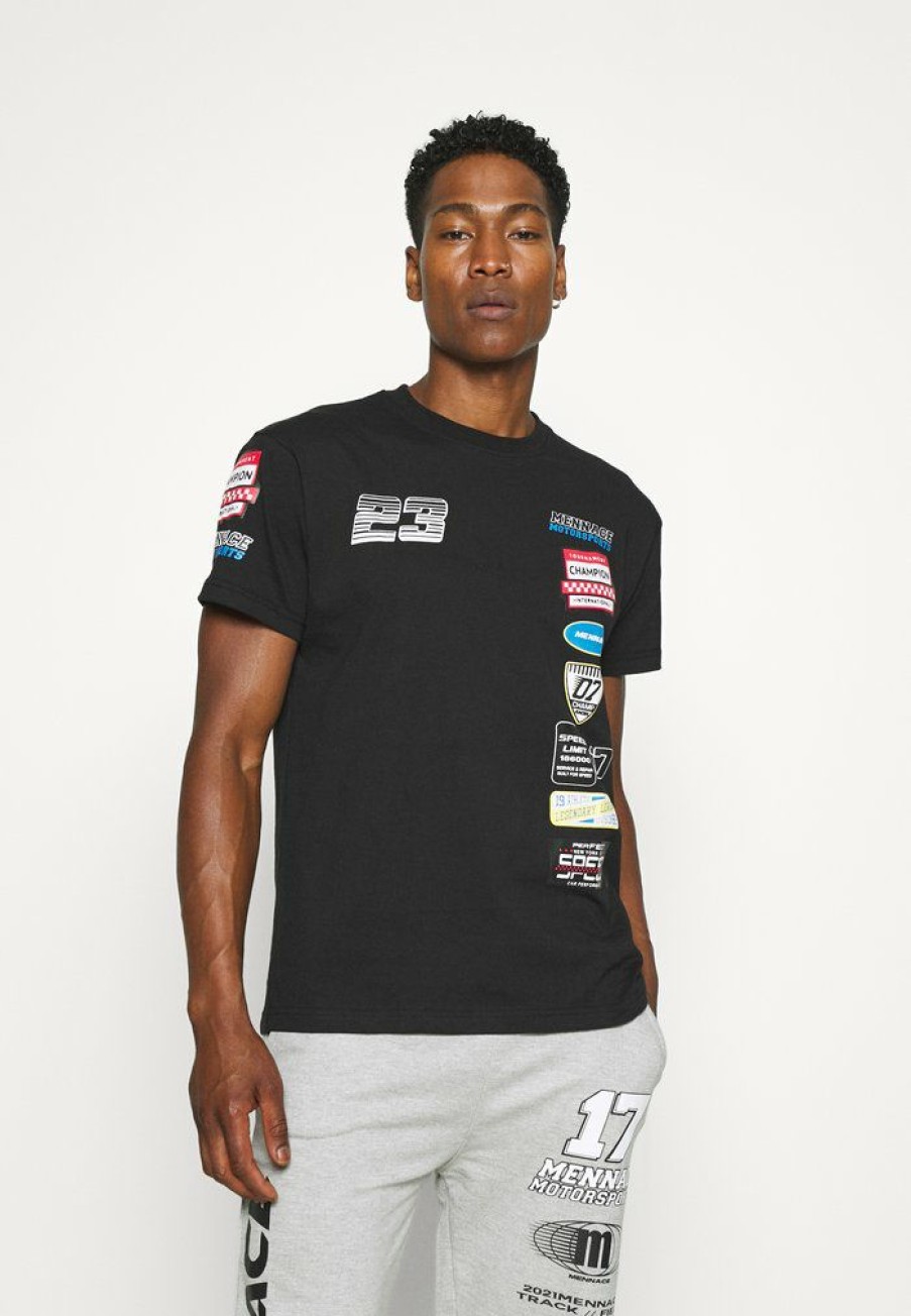 Clothing * | Mennace Petrol Badge Regular Unisex Print T-Shirt Black