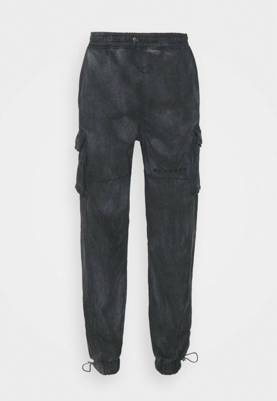 Shirt * | Mennace Washed Jogger Cargo Trousers Black