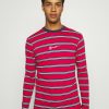 Clothing * | Mennace Classic Horizontal Stripe Unisex Long Sleeved Top Red