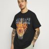 Clothing * | Mennace Burning Hoop Print T-Shirt Black