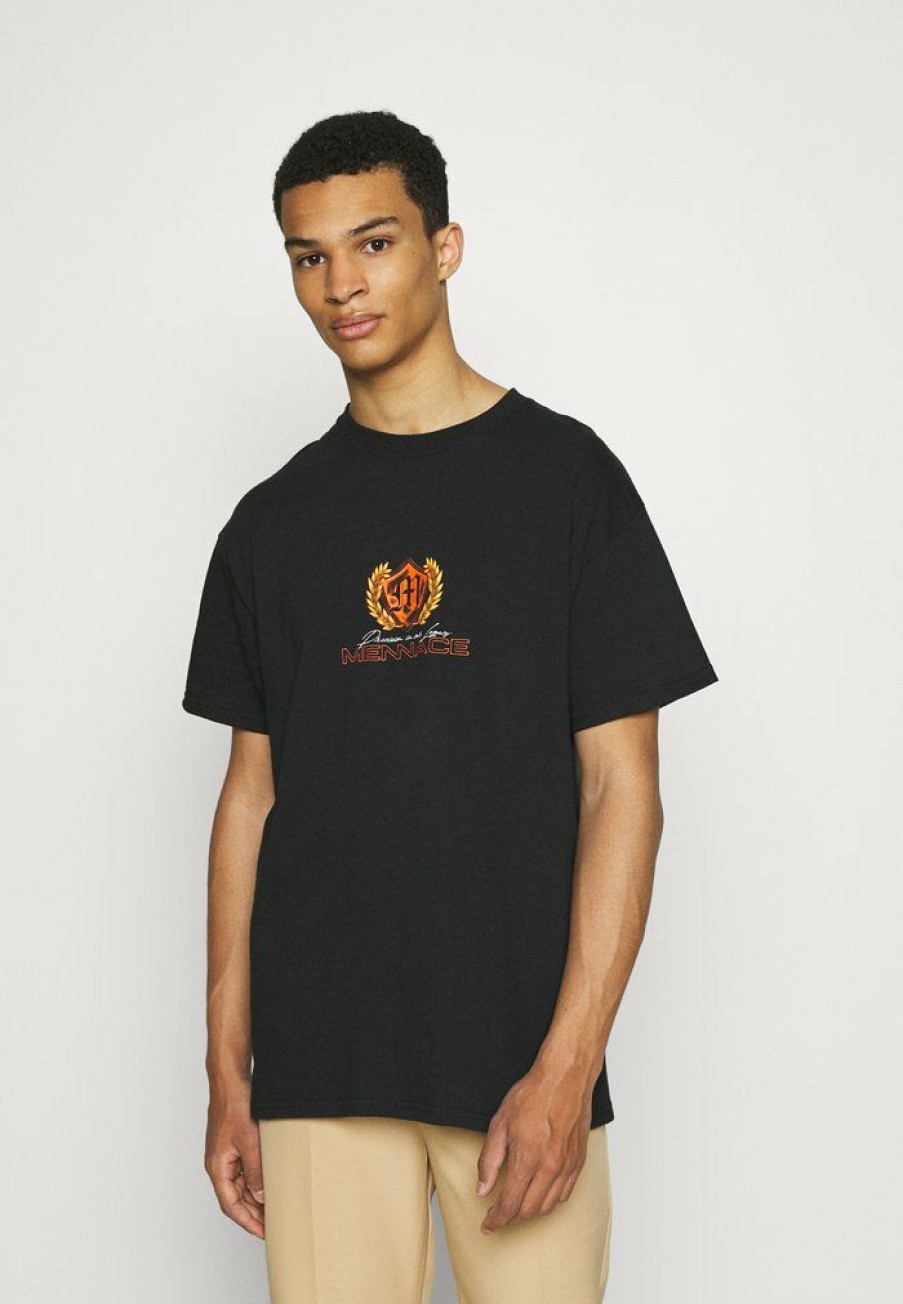 Clothing * | Mennace Flame Car Regular Print T-Shirt Black