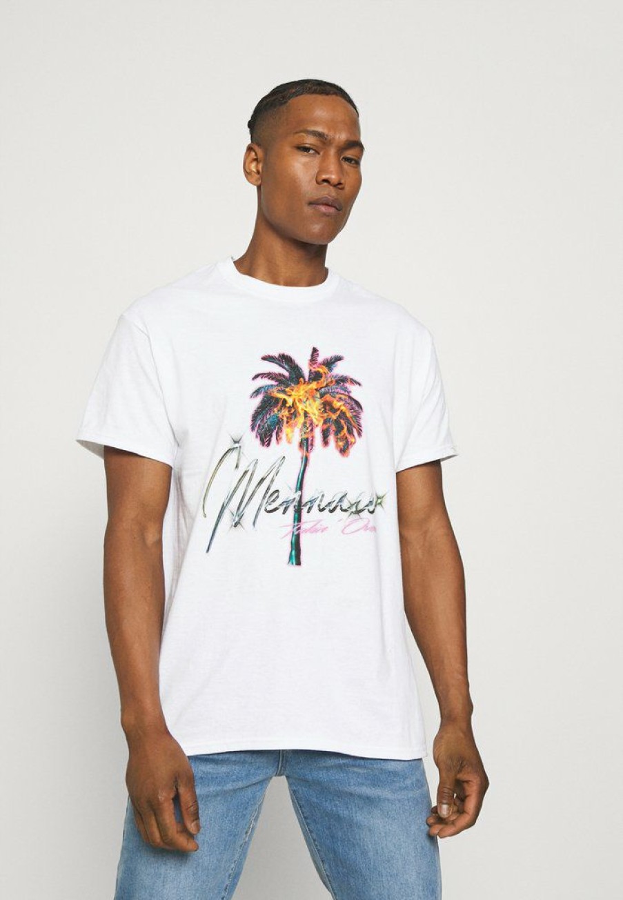 Clothing * | Mennace Burning Palm Regular Print T-Shirt White