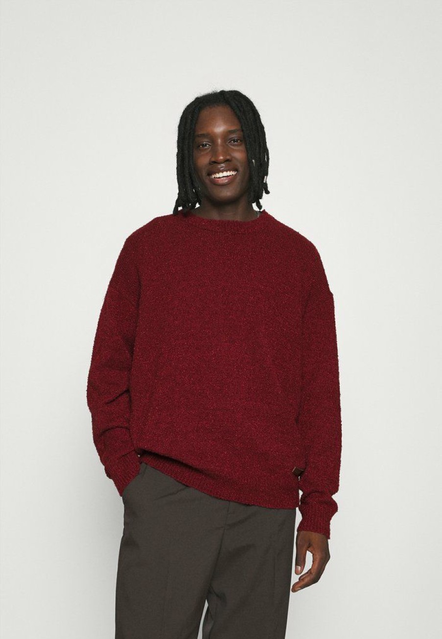 Clothing * | Mennace Hennessey Boucle Knit Jumper Burgundy