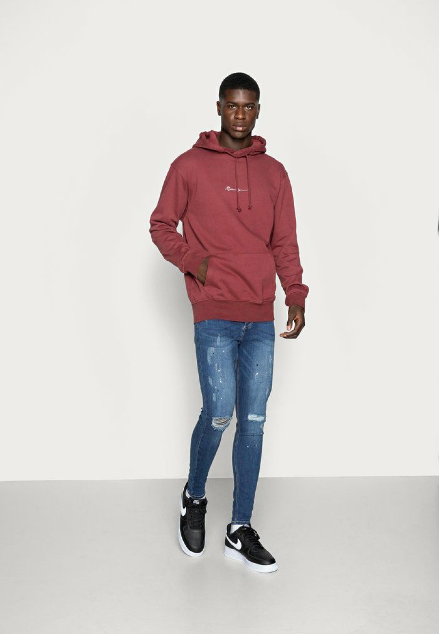 Clothing * | Mennace Essential Sig Hoodie Unisex Hoodie Burgundy