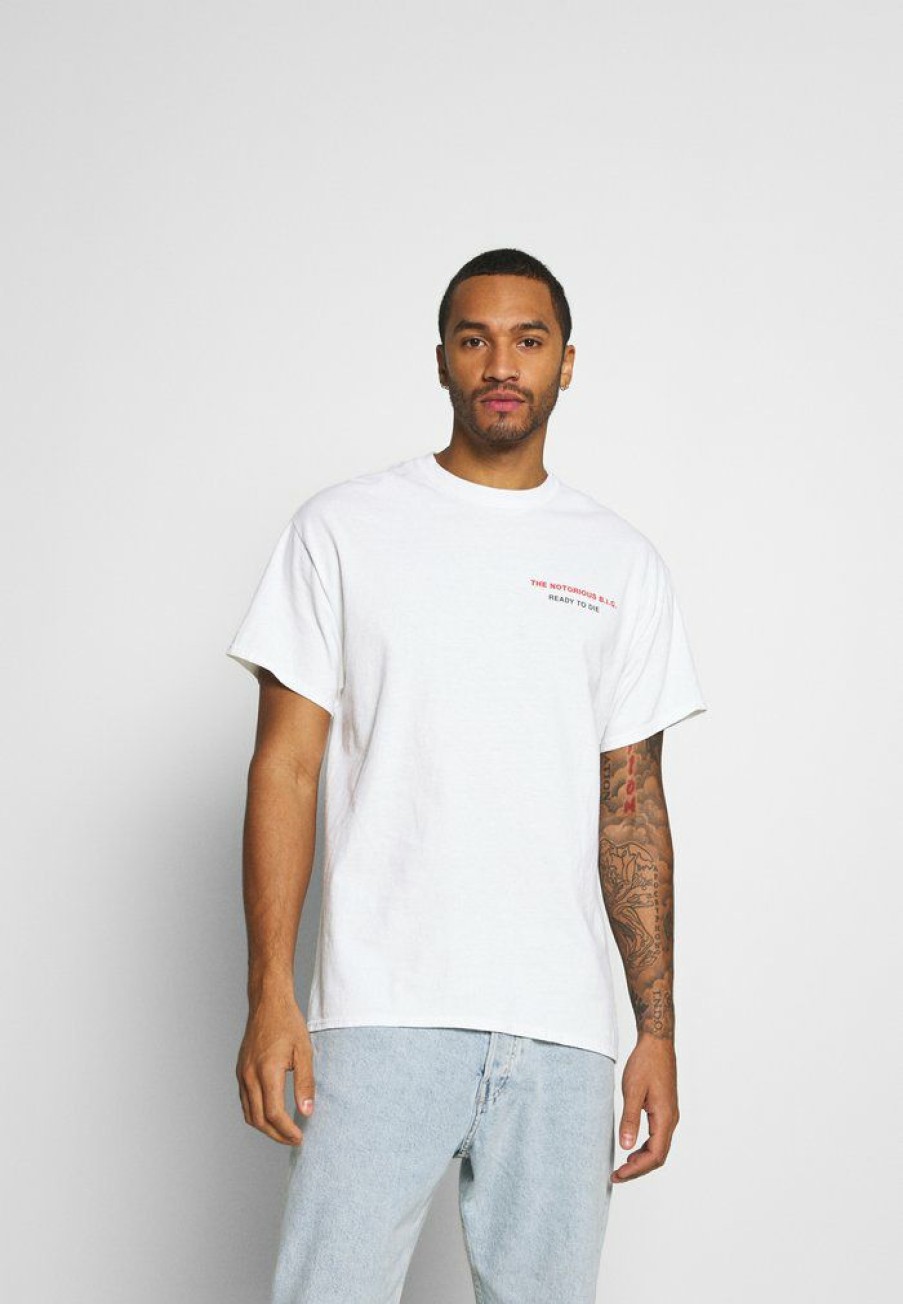 Clothing * | Mennace Biggie Back Oversized Washed Tee Print T-Shirt White Washed