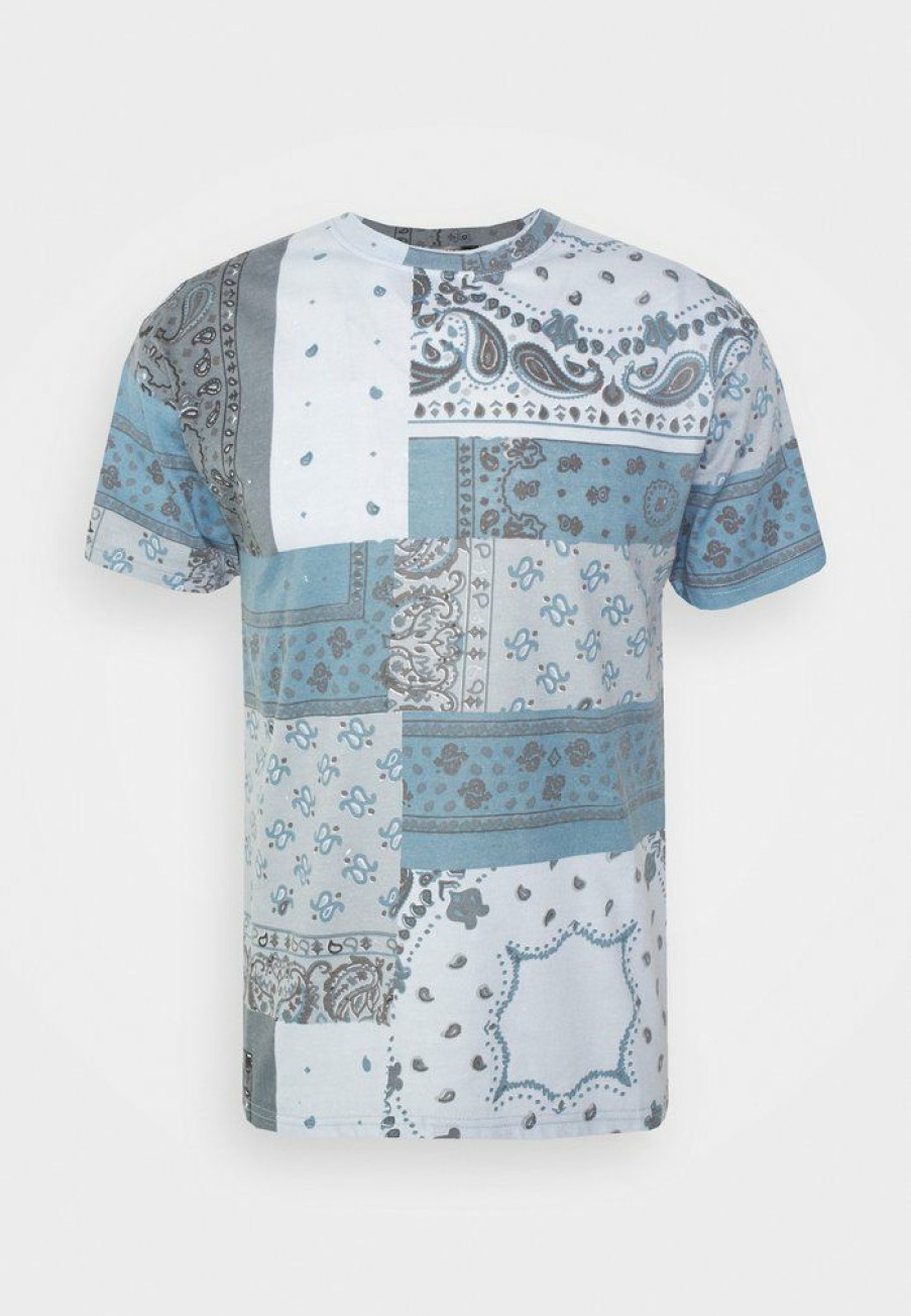 Clothing * | Mennace Bandana Unisex Print T-Shirt Blue