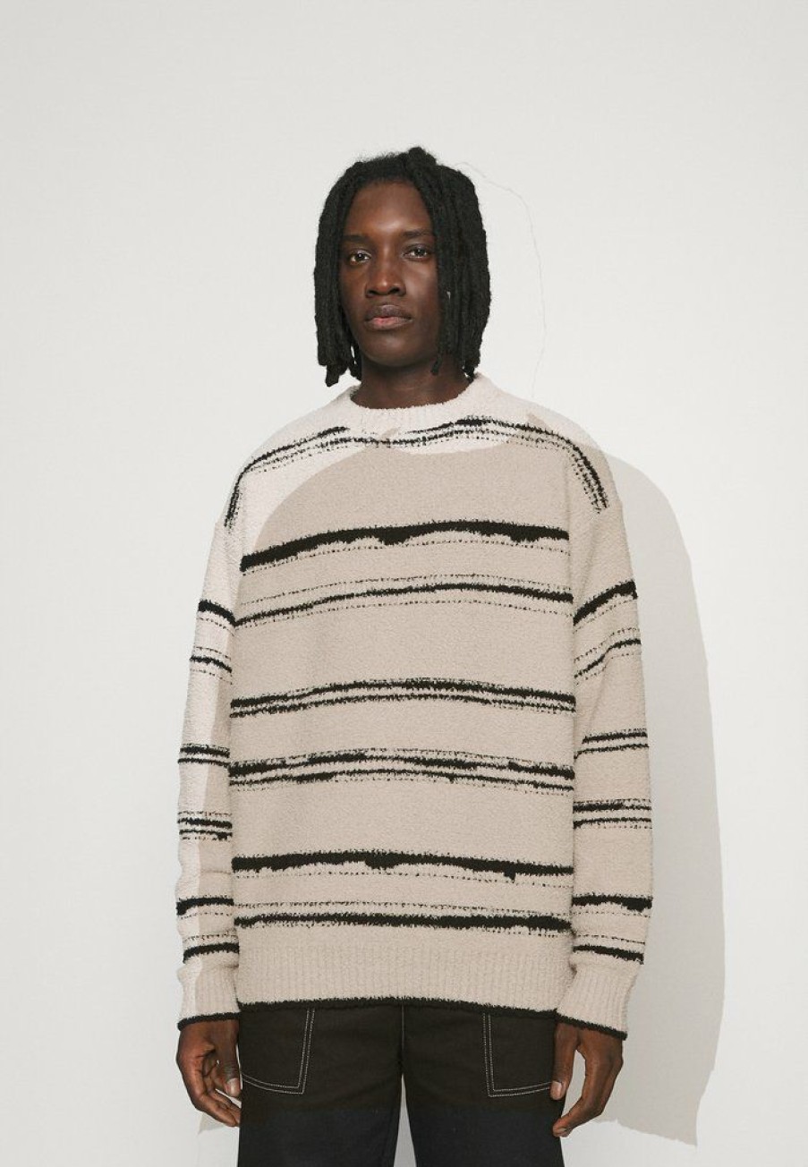 Clothing * | Mennace Hennessey Brushed Stripe Jumper Off-White