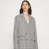 Clothing * | Mennace Breeze Double Breasted Check Suit Jacket Blazer Jacket Grey