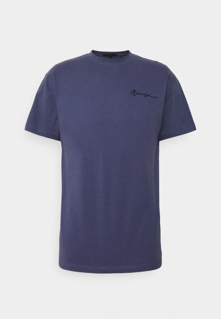 Clothing * | Mennace Signature Print T-Shirt Navy