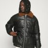 Clothing * | Mennace Hennessey Borg Collar Jacket Faux Leather Jacket Black