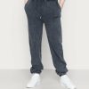 Shirt * | Mennace Unisex Embroidered Washed Jogger Tracksuit Bottoms Blue