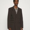 Clothing * | Mennace Hennessey Relaxed Double Breasted Suit Jacket Blazer Jacket Dark Brown